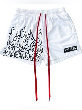 Kill Crew White MUAY THAI FLAME SHORTS WHITE /BLACK size xs
